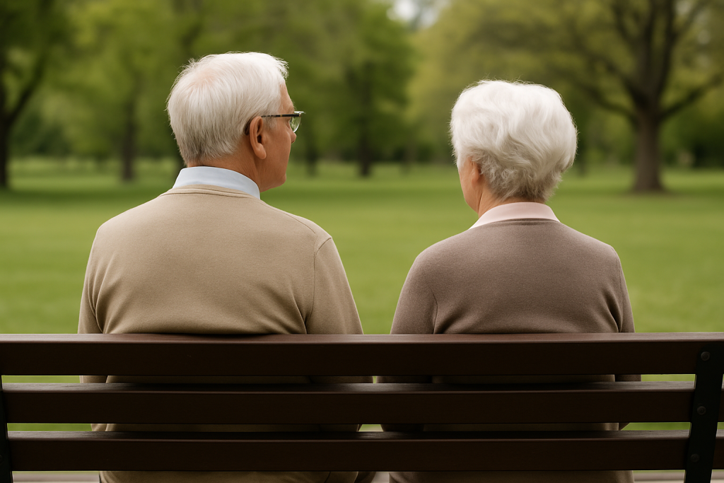 Old People Sitting on Bench
